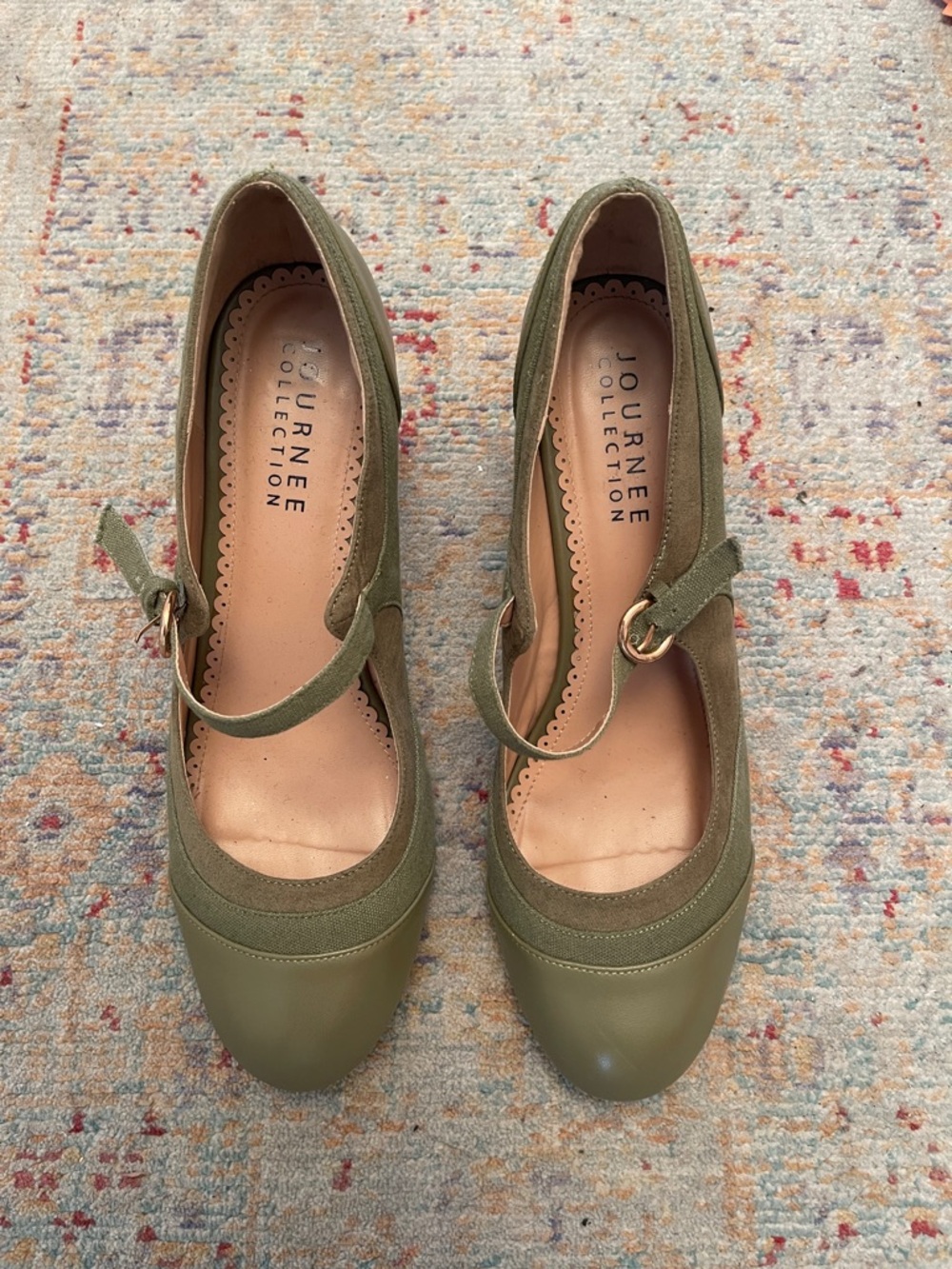 Journee Collection Olive Green Mary Jane Heels
